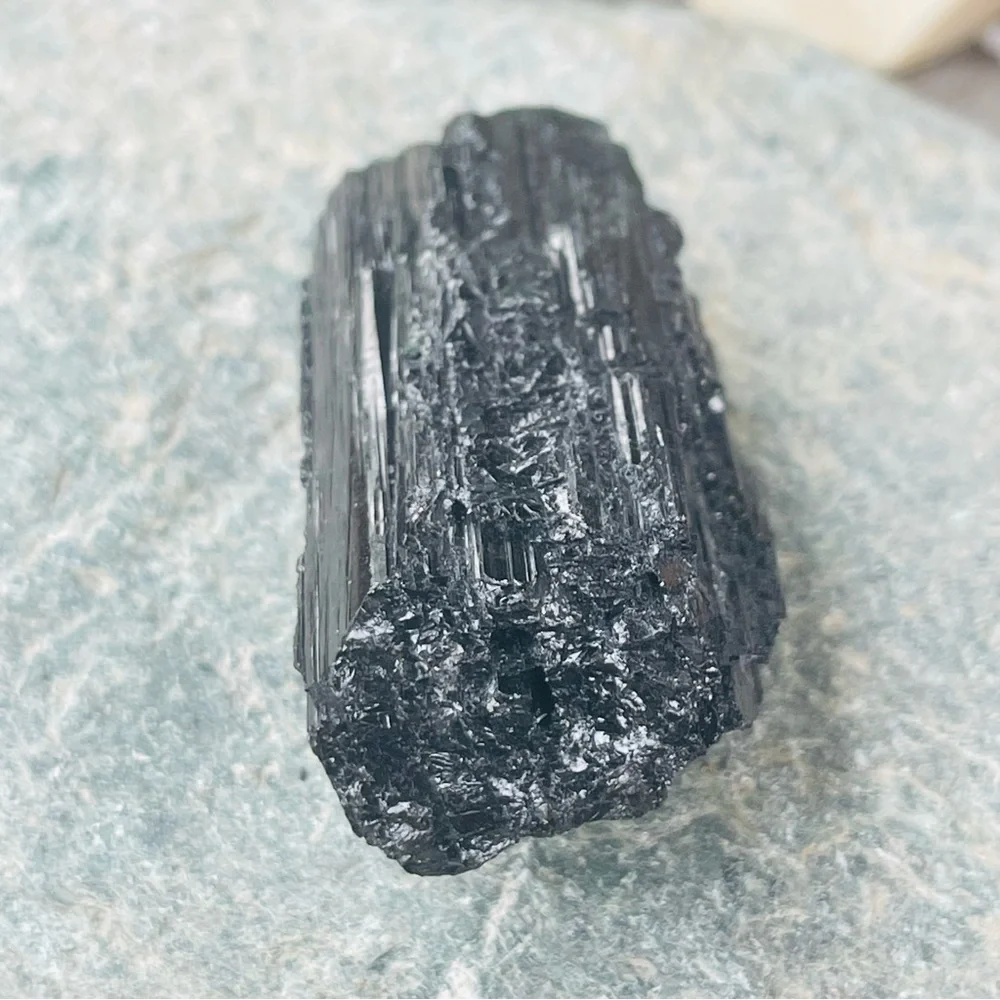 New Black Tourmaline Natural Crystal Free Form  Delicate Stone 34.5g